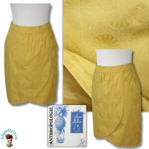Anthropologie Edme Estylle Mustard Tulip Skirt Career Church Spring Summer Chic